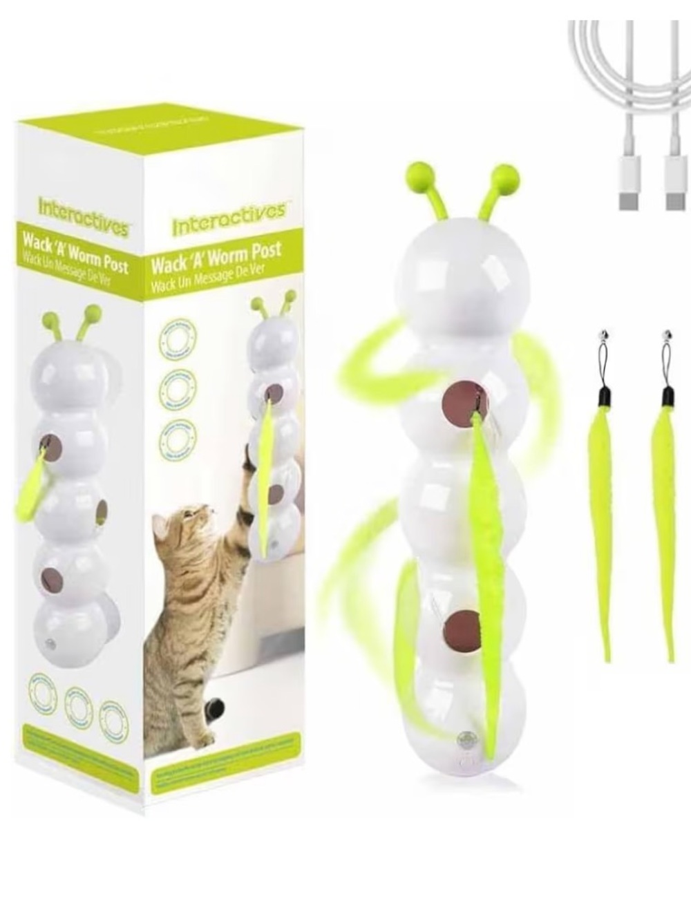 Interactive Caterpillar Cat Toy Wack a Worm- In Box